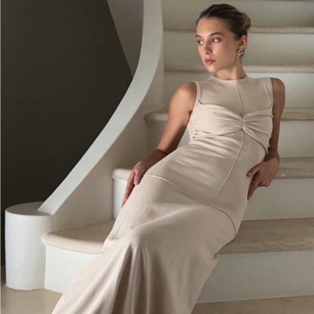 NA-KD x Ella Rose Knitted Twist Detail Maxi Dress